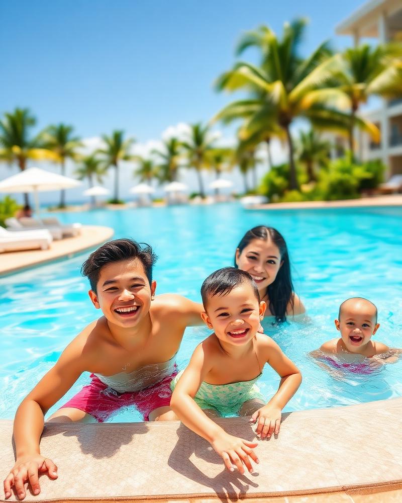 Família se divertindo em resort